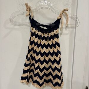 Chevron Knit Camisole in Black and Tan